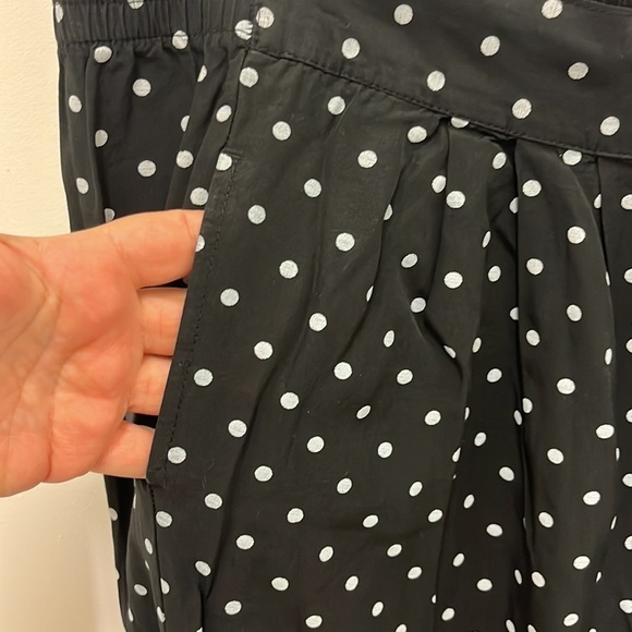 Vintage 90s Black White Polka Dot Wide Leg Pull On Stretch Waist Pants Plus 18 - Picture 3 of 8